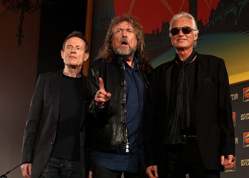 John Paul Jones, Robert Plant and Jimmy Page of Led Zeppelin