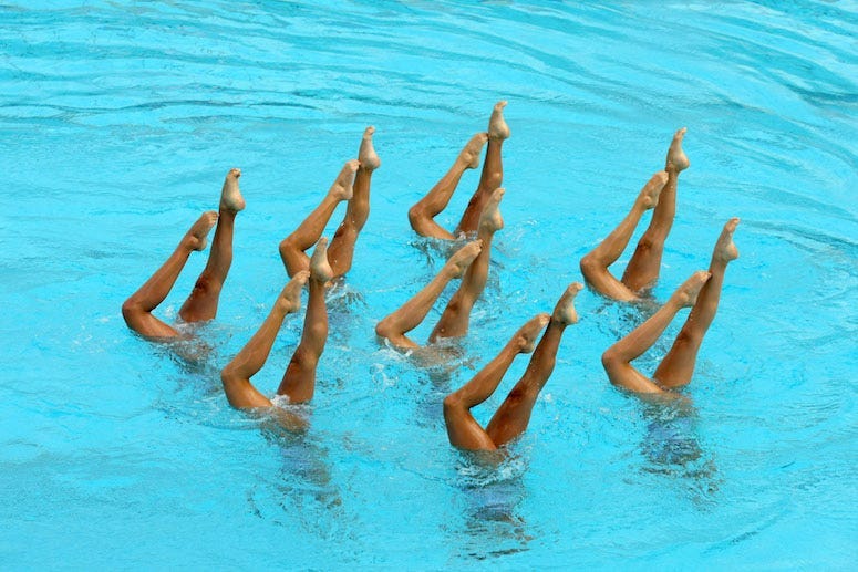 Synchronized Swimming, Pool, Water, Legs, Feet, Pointing