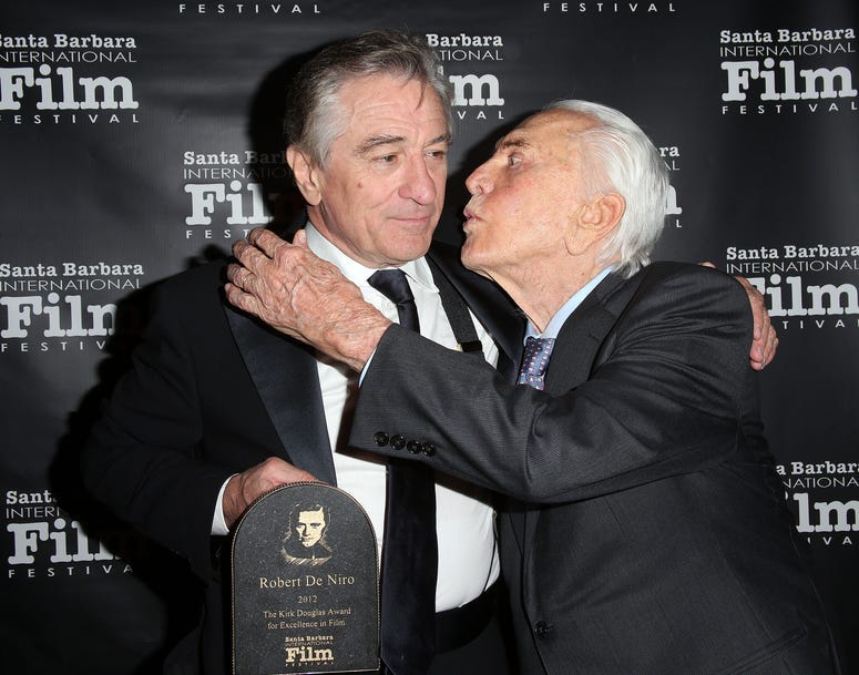 Robert De Niro (L) and Kirk Douglas attend the SBIFF's 2012 Kirk Douglas Award For Excellence In Film during the Santa Barbara Film Festival on December 8, 2012 in Goleta, California. (Frederick M. Brown/Getty Images)