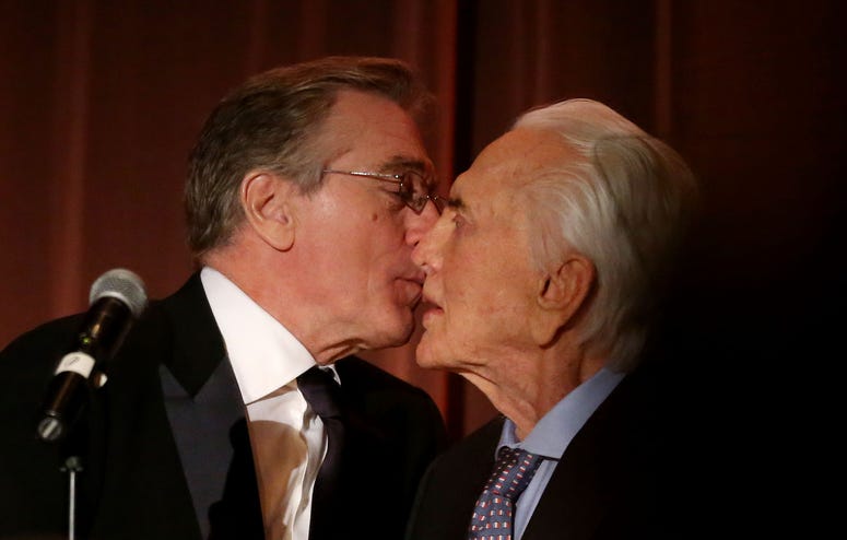 Robert De Niro (L) and Kirk Douglas attend the SBIFF's 2012 Kirk Douglas Award For Excellence In Film during the Santa Barbara Film Festival on December 8, 2012 in Goleta, California. (Frederick M. Brown/Getty Images)