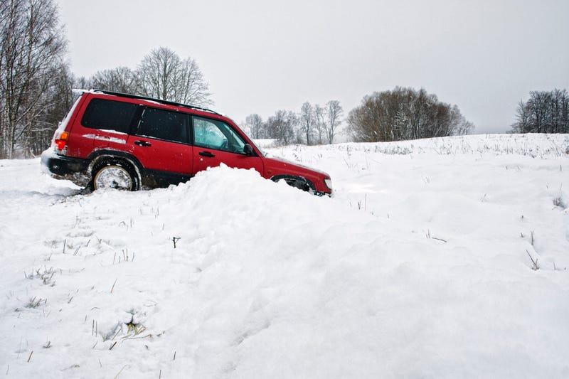 Car stuck in snow