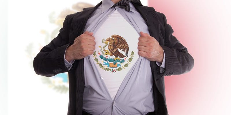 Business man with Mexican flag t-shirt