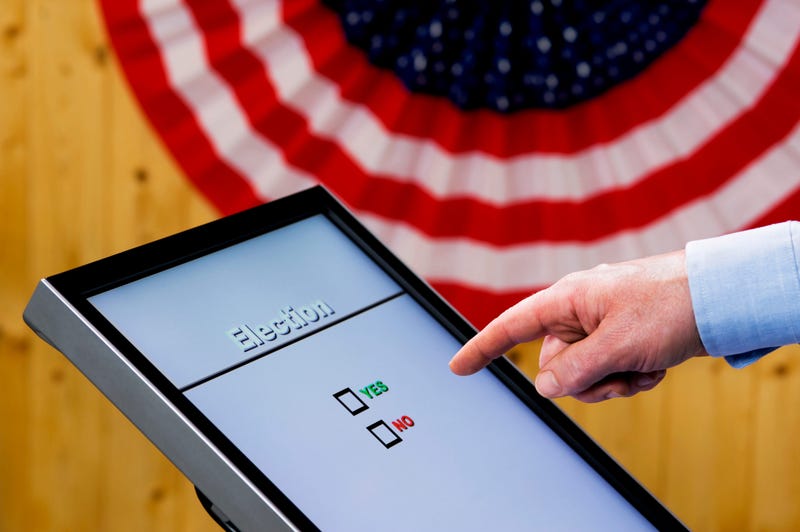 Hand over electronic voting machine
