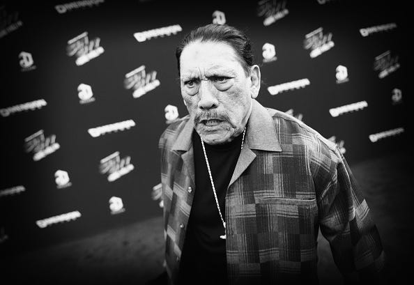 Image processed using digital filters) Actor Danny Trejo attends the premiere of "Sin City: A Dame To Kill For" at TCL Chinese Theatre on August 19, 2014 in Hollywood, California.