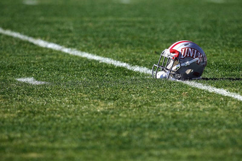 A UNLV Rebels helmet is seen before a game against the North Texas Mean Green during the Heart of Dallas Bowl at Cotton Bowl Stadium on January 1, 2014 in Dallas, Texas