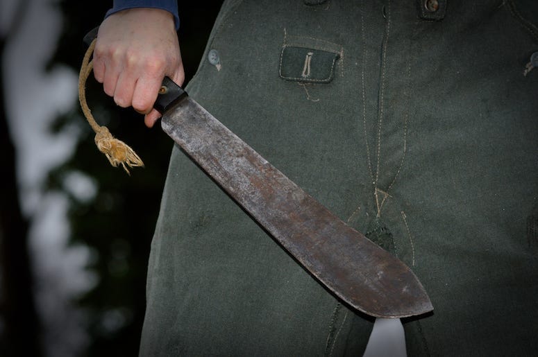 Machete, Man, Crazed Man, Rusty, Sharp, Knife
