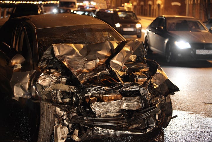 terrible head-on collision on the night road