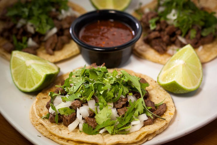 Traditional restaurant mexican tacos