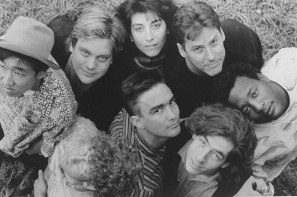 Poi Dog Pondering, featuring (Clockwise) Ted Cho, Dave Crawford, Susan Voelz, Dick Ross, John Nelson, Adam Sultan, Frank Orrall, and Bruce Hughes. (Photo by Mike Stewart/The LIFE Images Collection via Getty Images/Getty I