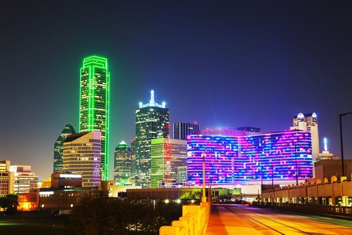 Dallas, Texas cityscape at the night time