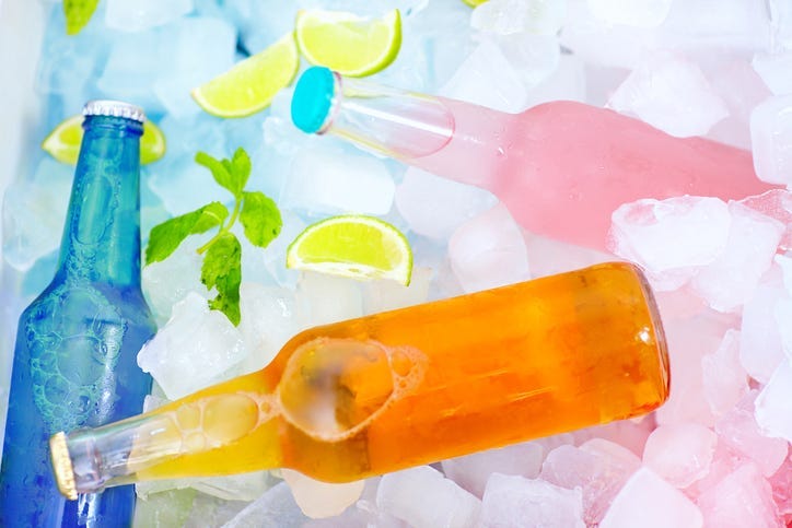 bottles on ice