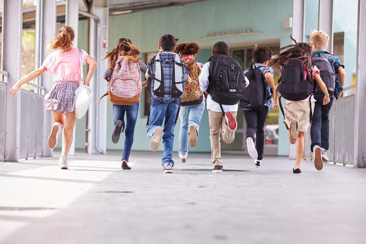 School, Children running to school