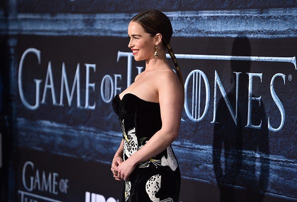 Actress Emilia Clarke attends the premiere of HBO's "Game Of Thrones" Season 6 at TCL Chinese Theatre on April 10, 2016 in Hollywood, California.