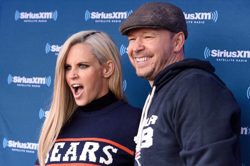 Jenny McCarthy and Donnie Wahlberg attend during Jenny McCarthy's SiriusXM show from Grant Park in Chicago, IL before the NFL Draft on April 28, 2016 in Chicago, Illinois.