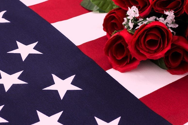 Roses, American Flag, Fallen Soldier