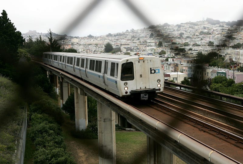 A BART train is seen in San Francisco on July 5, 2005.