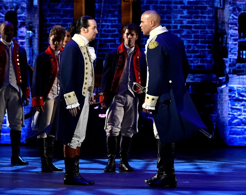 Lin-Manuel Miranda and Christopher Jackson of 'Hamilton' perform onstage during the 70th Annual Tony Awards at The Beacon Theatre on June 12, 2016 in New York City.