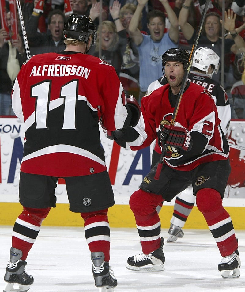 Daniel Alfredsson and Bryan Smolinski