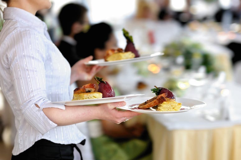 Waitress, Wedding, Meal, Food, Bride, Groom