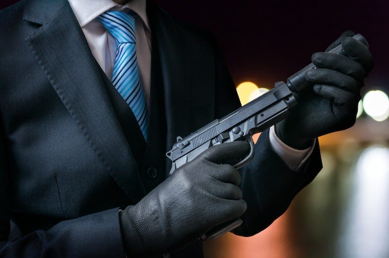 Killer, Gun, Hand, Gloves, Suit