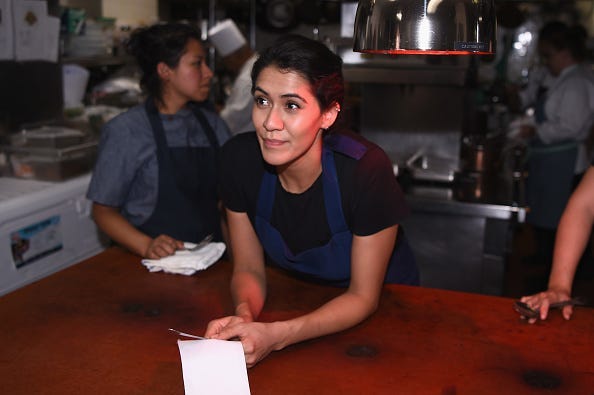Chef Daniela Soto- Innespart prepares food for A Dinner with Rick Bayless and Daniela Soto-Innes part of the Bank of America Dinner series curated by Chefs Club at Hôtel Plaza Athénée on October 14, 2016 in New York City.