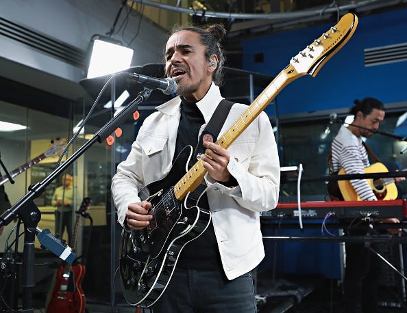 Ruben Albarran of Cafe Tacuba performs at SiriusXM Studios on April 19, 2017 in New York City.