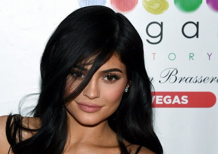 Television personality Kylie Jenner poses inside Sugar Factory American Brasserie at the Fashion Show mall on April 22, 2017 in Las Vegas, Nevada.