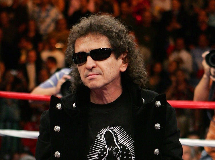 Alex Lora, frontman for Mexican rock band El Tri, performs before the 12-round super featherweight bout featuring Manny Pacquiao and Marco Antonio Barrera at the Mandalay Bay Events Center October 6, 2007 in Las Vegas, Nevada. Pacquiao won by unanimous de