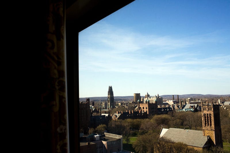 A view from a 9th floor room in the Omni Hotel, overlooks downtown April 16, 2008 in New Haven, Connecticut.