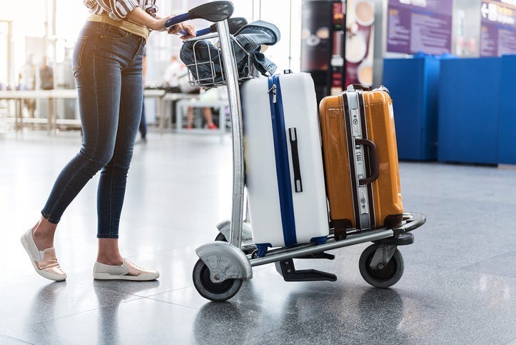 A woman traveling.