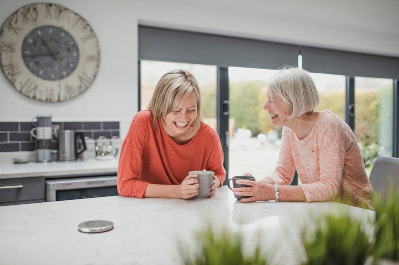 Person visiting Mom