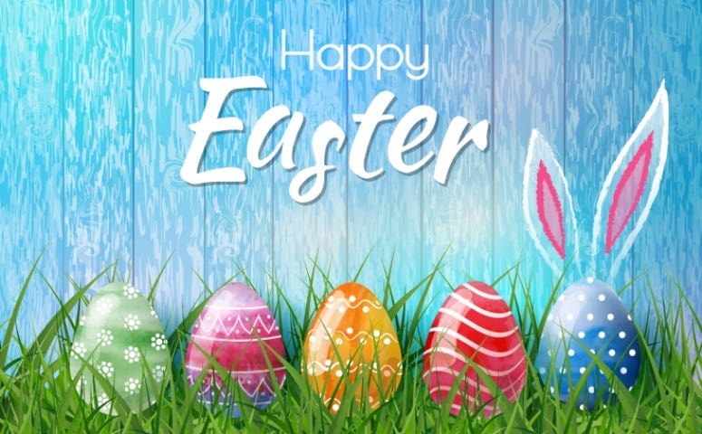 Happy Easter background with realistic Easter eggs. Easter card