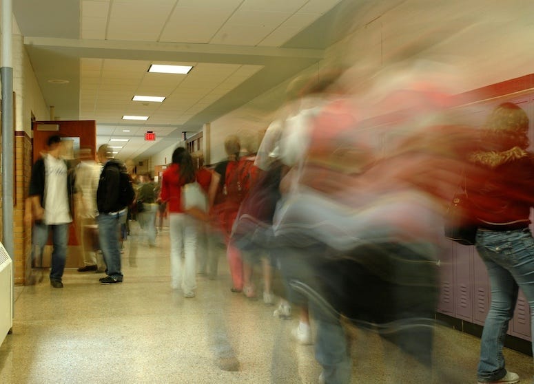 High School, Hallway, Students, Blurry, Motion