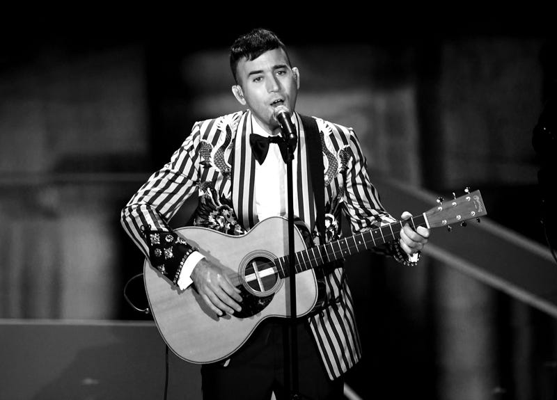 HOLLYWOOD, CA - MARCH 04: (EDITORS NOTE: Image has been converted to black and white.) Recording artist Sufjan Stevens performs onstage during the 90th Annual Academy Awards at the Dolby Theatre at Hollywood & Highland Center on March 4, 2018 in Hollywood