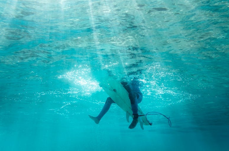Surfer, Legs, Surfboard, Underwater, Ocean