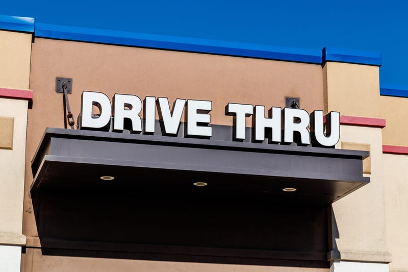Drive-thru window of a fast food restaurant