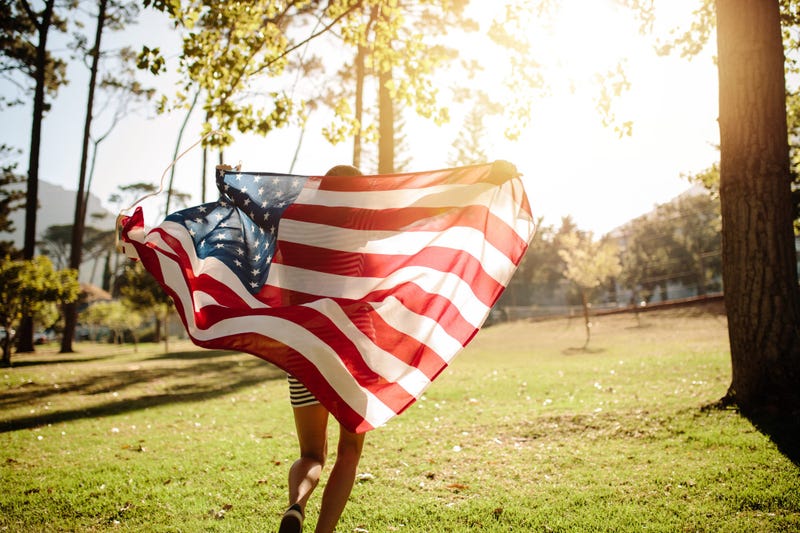 American flag in the park