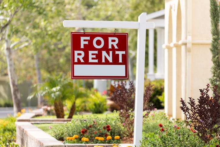 For rent sign.