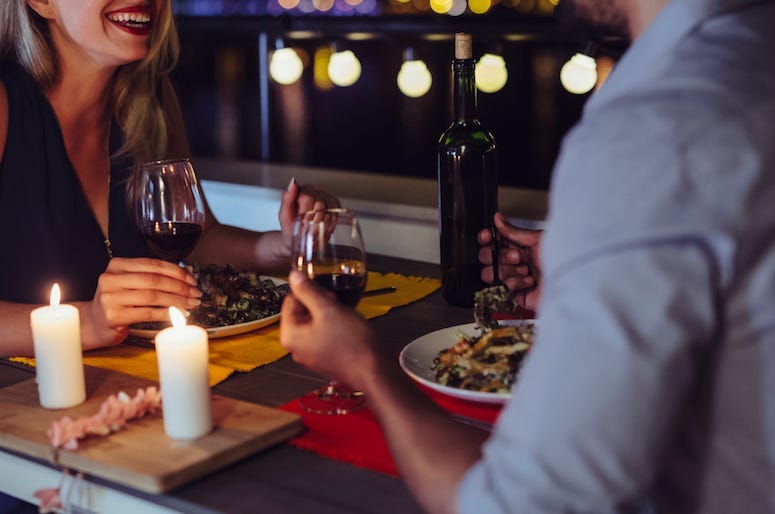 Date, Man, Woman, Romantic, Dinner, Evening, Smile, Outdoors