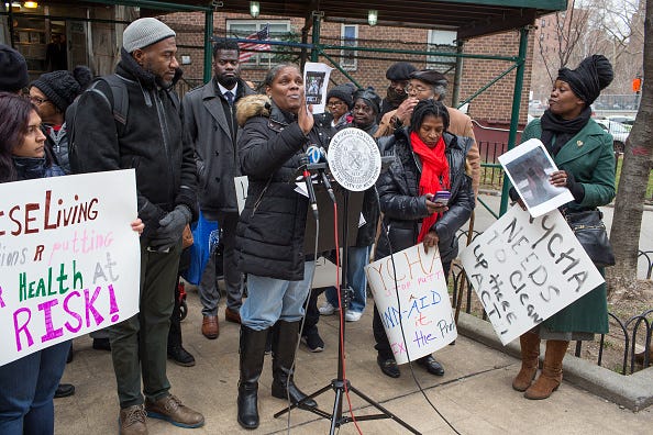 New York City Public Advocate Jumaane Williams denounces unsanitary living conditions in NYCHA apartments with tenants from the Lincoln Houses on December 16, 2019 in Harlem, New York. His office released a report of the city's worst landlords, putting at the top of the list the city itself.
