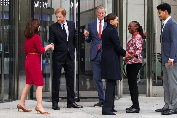 The couple were joined by Gov. Kathy Hochul and Mayor Bill de Blasio, as well as de Blasio’s wife, Chirlane McCray, and their son, Dante de Blasio.