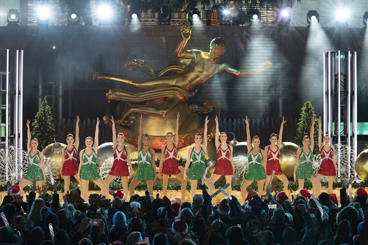 The Rockettes perform at Rockefeller Center this year