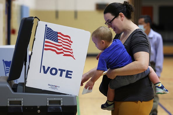 A primary voter in Alexandria, Virginia June 21.