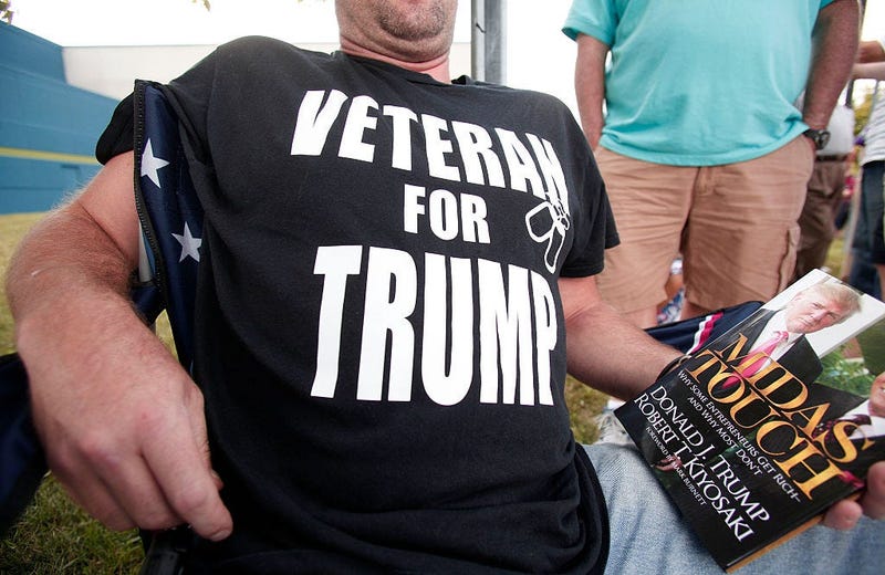 57 percent of veterans support President Trump according to Pew Research Center