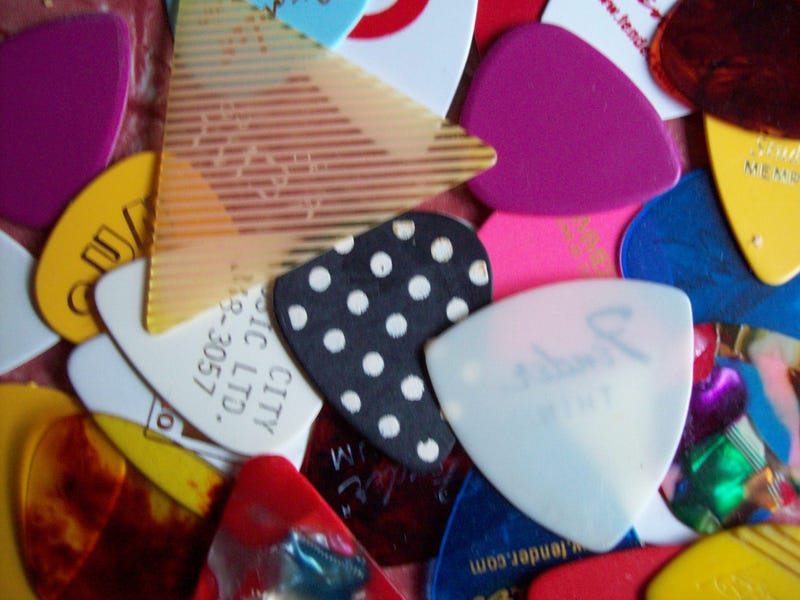 guitar picks arranged artfully