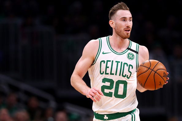 Gordon Hayward brings the ball up for the Celtics.