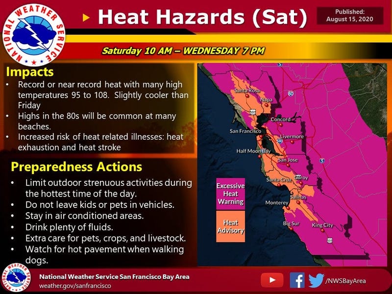 Excessive heat warnings have been issued by the National Weather Service