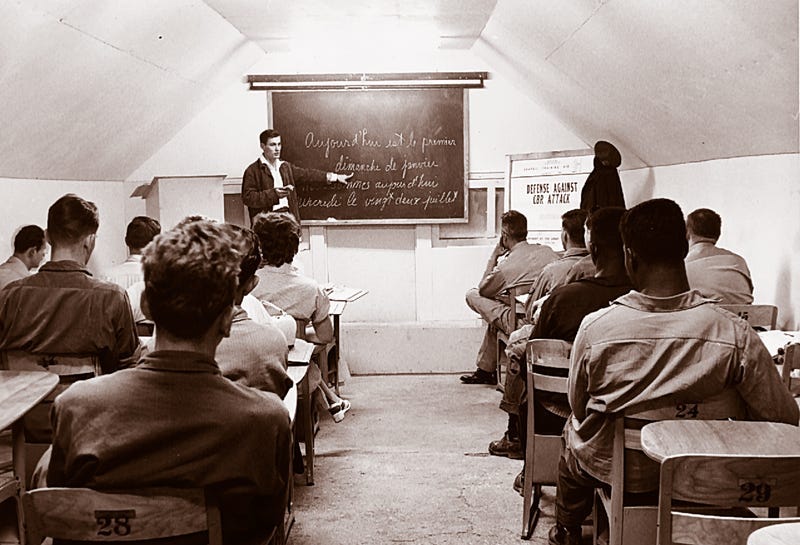 A Class of UMUC students in Europe in the 1950s