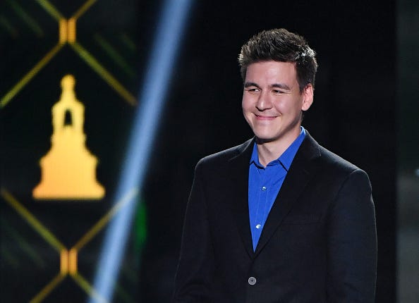 James Holzhauer smiles at the 2019 NHL Awards.