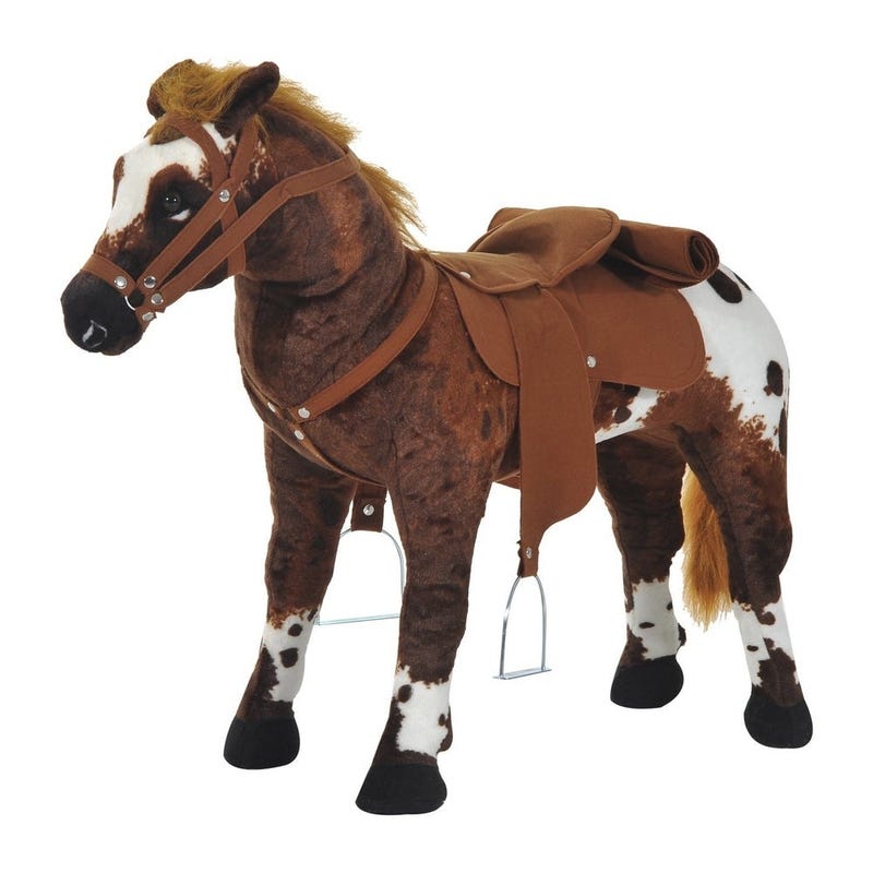 Qaba Children’s Plush Interactive Standing Ride-On Horse Toy